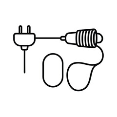 Extension cord coiled beside power drill clean line scene Vector illustration