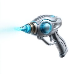 Fuel energy spray concept. Futuristic blue energy gun with a sleek design, emitting a stream of blue light.