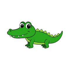 Fototapeta premium Cute Vector Illustration of a Smiling Cartoon Crocodile