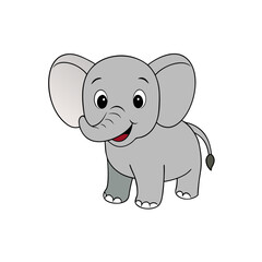 Naklejka premium Cute Vector Illustration of a Smiling Cartoon Elephant