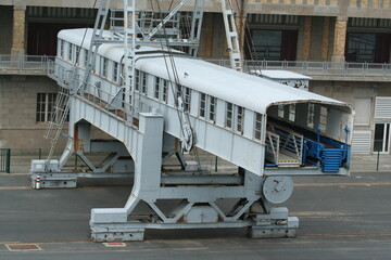 Historic passenger bridge in the port of Cherbourg - Passerelle passager historique dans le port de cherbourg