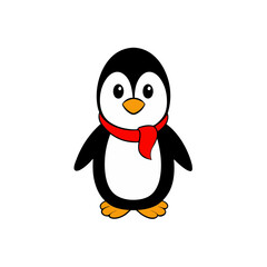 Obraz premium Cute Vector Illustration of a Smiling Cartoon Penguin