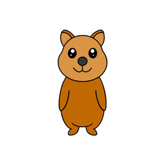 Cute Vector Illustration of a Smiling Cartoon Quokka