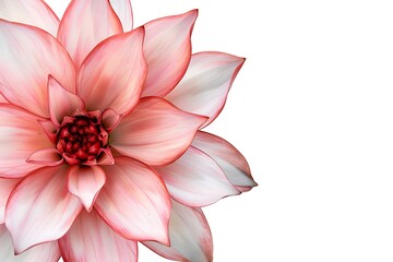 Delicate Pink and White Dahlia Bloom with Layered Petals on Transparent Background