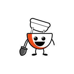 Cute Vector Illustration of a Smiling Mixer Beating Batter