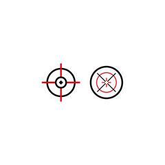 Target aim icon. Bullseye focus symbol. Vector scope element. Precision goal mark.