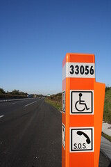 Close-up of a freeway emergency call station in France - Gros plan sur une borne d'appel d'urgence en bord d'autoroute en France