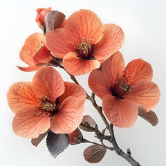 Flowing Blooms Detailed Texture Petals and Veins on a White Background