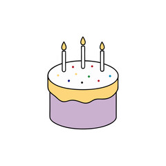 Minimalist Vector Illustration of a Birthday Cake