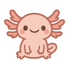 Sitting Cute Kawaii Axolotl Character - Calm Vector Illustration