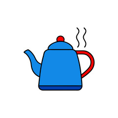 Obraz premium Minimalist Vector Illustration of a Blue Teapot