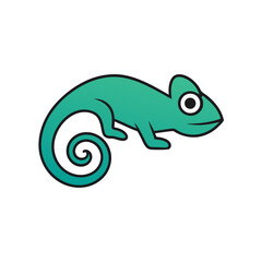 Fototapeta premium Minimalist Vector Illustration of a Chameleon Changing Color
