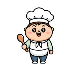 Cute Cartoon Chef Character Vector Illustration