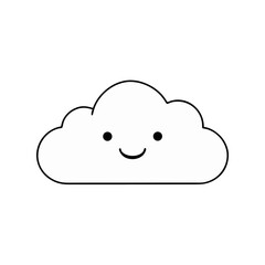 Minimalist Vector Illustration of a White Cloud with Outline