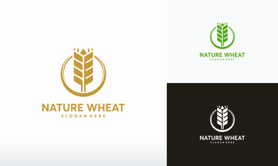 nature wheat food logo designs concept template