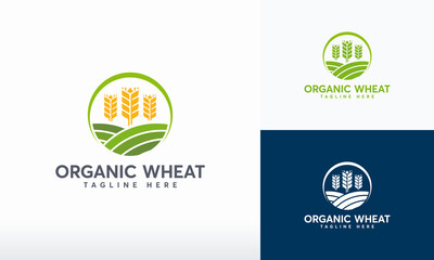 organic wheat logo designs concept template