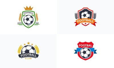 set of football badge logo designs concept template