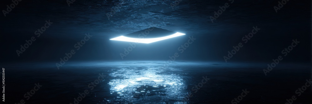Poster Falling Shape in an Endless Soft Abyss Illuminated by Ethereal Light