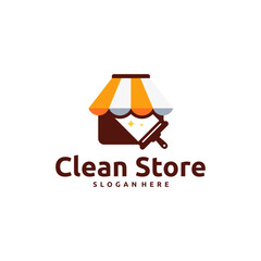 Clean store  design with a shop front and cleaning tools.