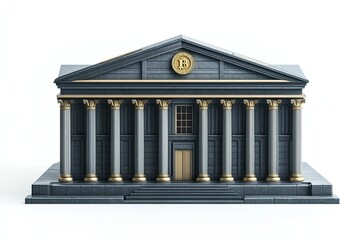Obraz premium Modern Digital Financial Institution: Bitcoin Bank Concept with Classical Architecture