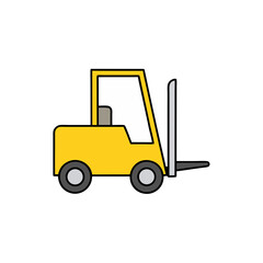 Simple Vector Illustration of a Yellow Forklift Cartoon