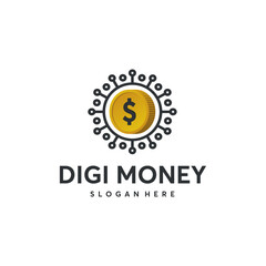 Digital currency  design featuring a gold coin.