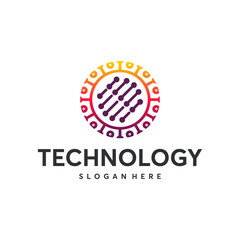 Colorful circular graphic design representing technology.