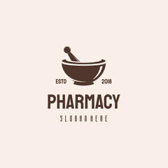 Vintage pharmacy  design with mortar and pestle.