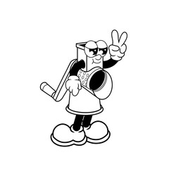 Retro character design of cool grater outline