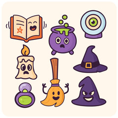 Magical Halloween Items with Character Faces
