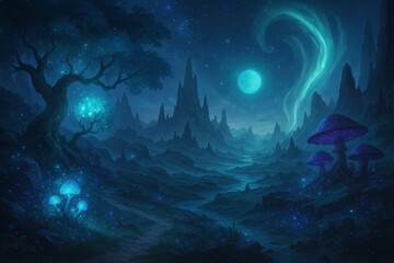 Obraz premium Fantasy landscape digital art gaming environment