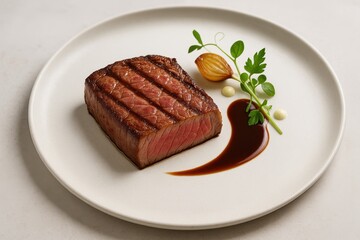 Gourmet steak dinner food photography minimalist presentation