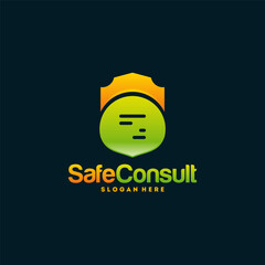 Safe Consult Logo designs concept vector, Protect Discuss logo template symbol, Conversation logo symbol, Shield Icon template