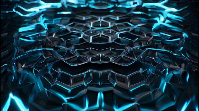 Blue Futuristic Hex Grid Glow Pattern