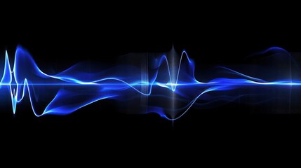 Abstract Blue Wave on Black Background