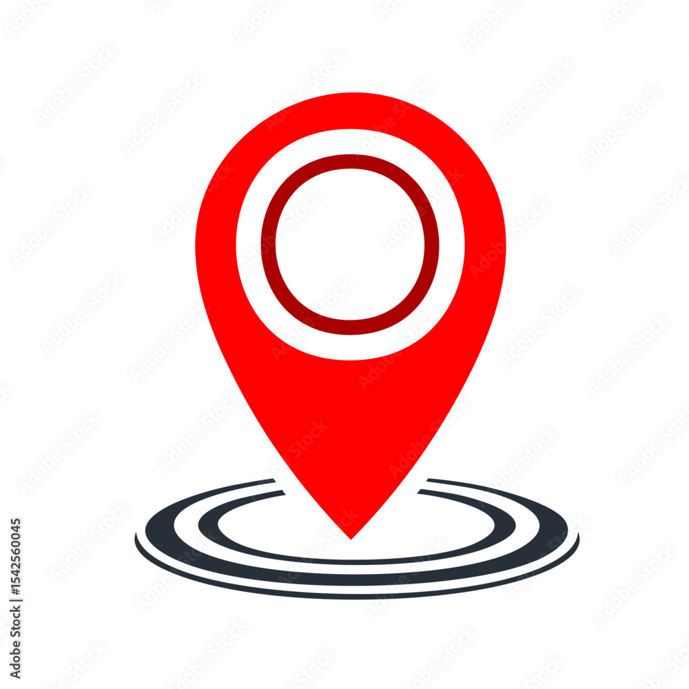 Poster a location pointer icon with ripple effect for maps, navigation, and place id.