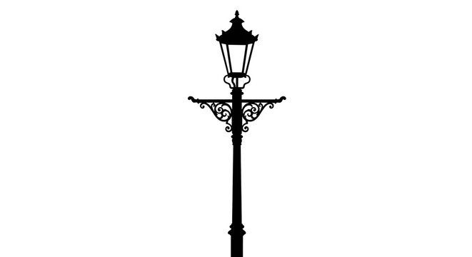 Fototapeta Elegant Victorian Street Lamppost Silhouette Illustration