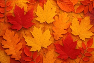 Vibrant Autumn Leaf Collection with Warm Seasonal Colors on Natural Background