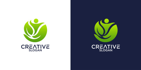leaf and person logo vector design