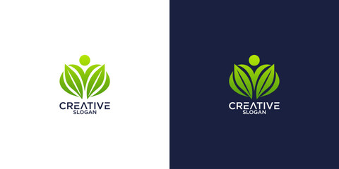 leaf and person logo vector design