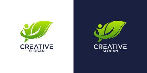 leaf and person logo vector design