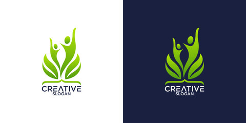 leaf and person logo vector design