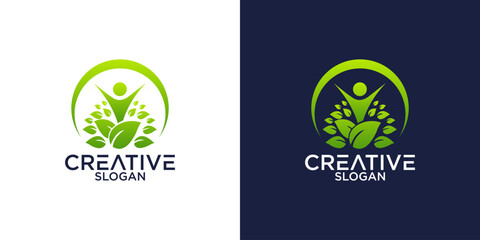 leaf and person logo vector design