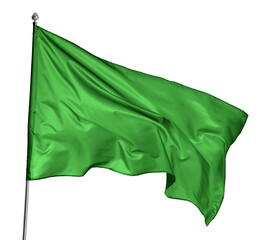 One green flag on white background. Mockup for design