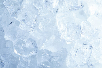 Cubes of clear ice as background, closeup