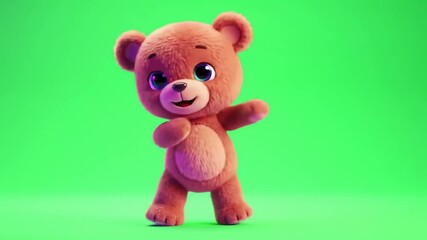 Cute Teddy Bear Dancing Green Screen - Powered by Adobe