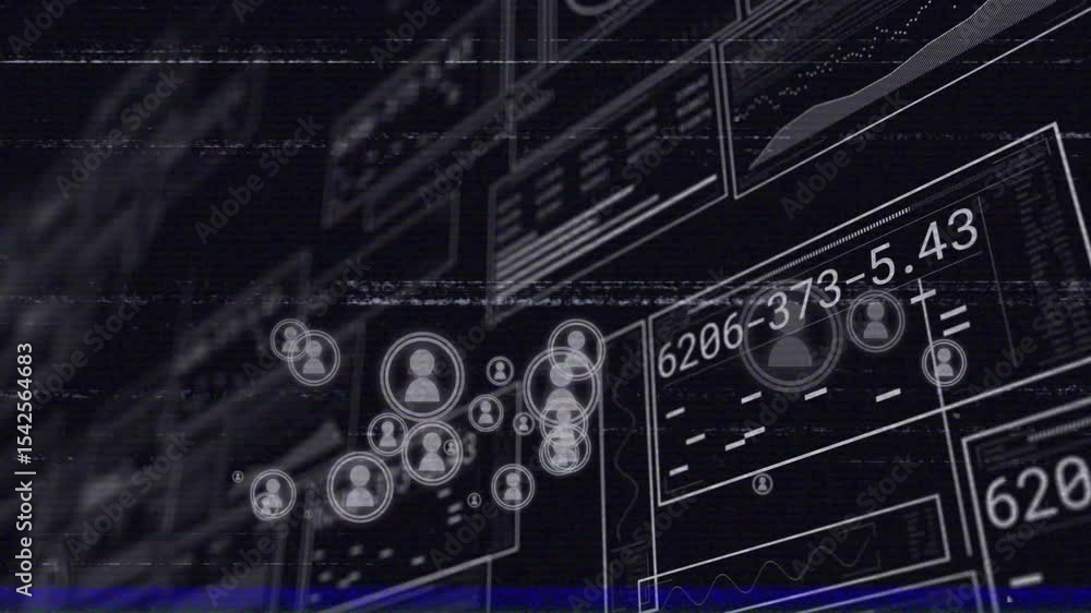 Poster on grid load circular avatar icons appearing clustering pulsing and fading out updating data panels