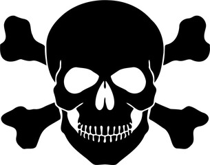 skull and crossbones silhouette vector illustration, isolated on white