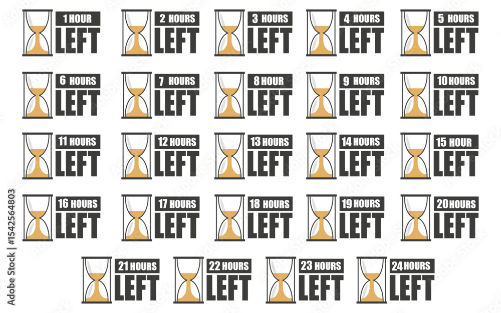 Poster countdown icon pattern. hourglass time icons. hours left repetition. vector schedule background.