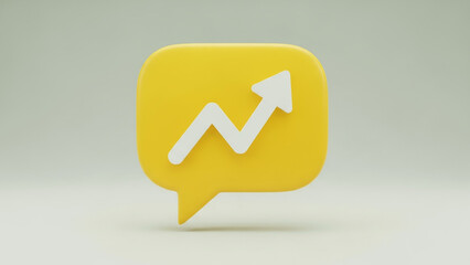 Yellow Speech Bubble with Upward Trending Arrow Graphic